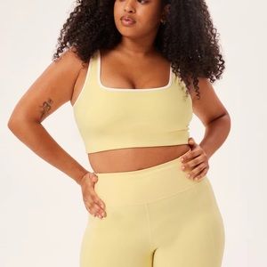 Girlfriend Collective Paloma sports bra in light yellow/ cream